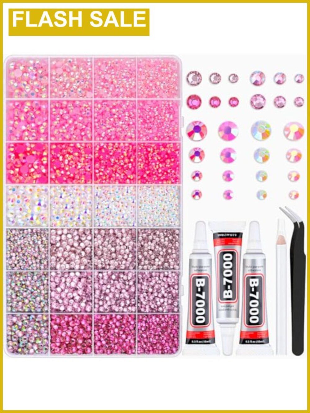 20000Pcs Resin Rhinestones Kit with 3 Pcs B7000 Jewelry Glue and Tools